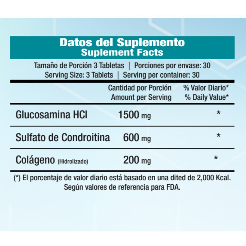 Vitaminas Dr.Vek Suplemento Alimenticio Glucosamina HCI + Condroitina + Colágeno (Hidrolizado) 90 Tabletas 114g CR-DRVEK-18