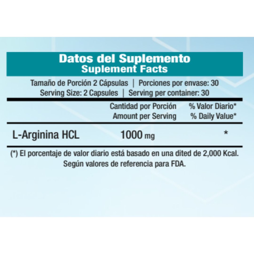 Vitaminas Dr.Vek Suplemento Alimenticio L-Arginina HCL 1000mg 60 Cápsulas 42g CR-DRVEK-21