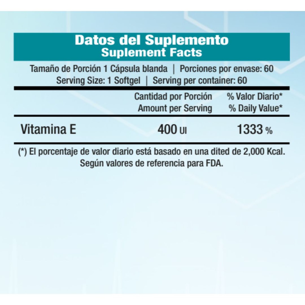 Vitaminas Dr.Vek Suplemento Alimenticio Vitamina E 400 IU 100 Cápsulas Blandas 62g CR-DRVEK-11