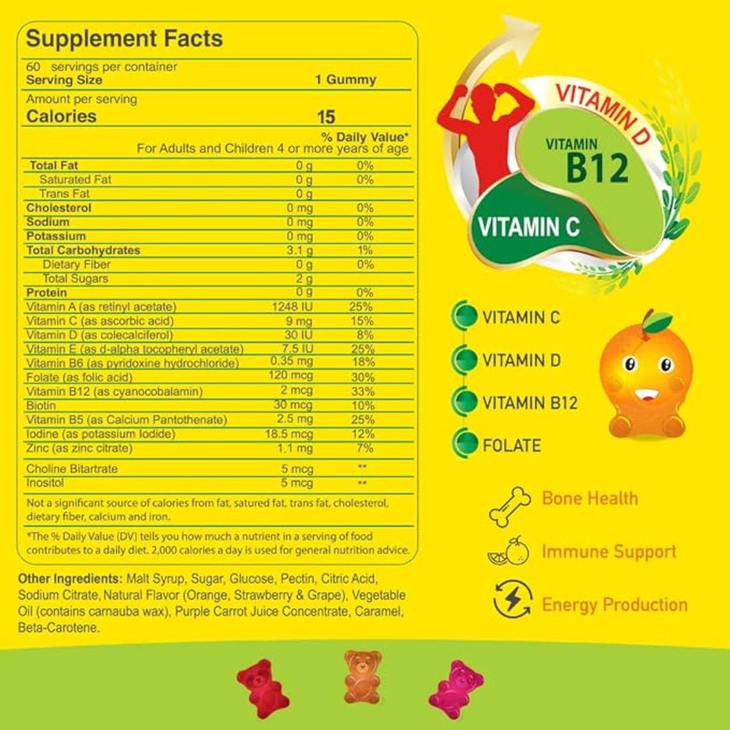 Vitaminas Alfa Multivitamínicas Gummy Bears Kids 60 Capsulas