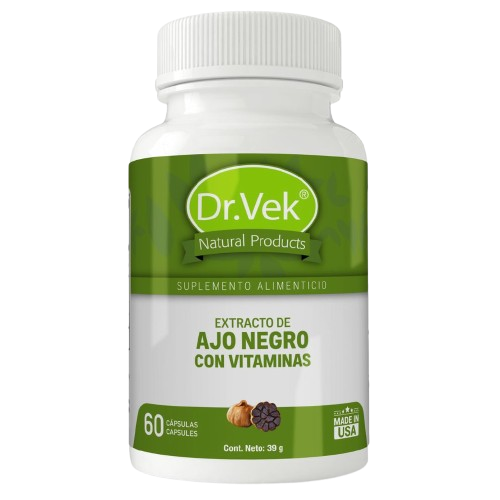 Vitaminas Dr.Vek Suplemento Alimenticio Extracto de Ajo Negro 180mg 60 Cápsulas 39g CR-DRVEK-02