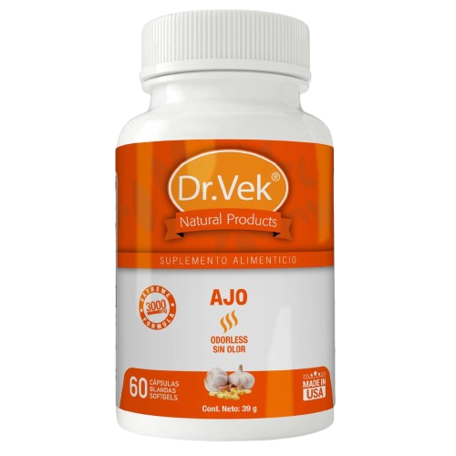 Vitaminas Dr.Vek Suplemento Alimenticio Extracto de Ajo sin Olor 60 Cápsulas 39g CR-DRVEK-12