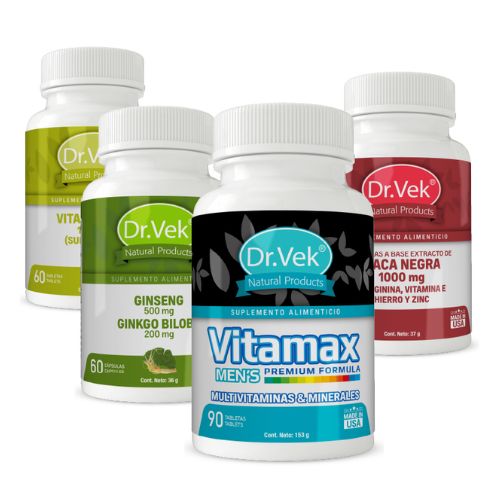 Kit Dr.Vek Aumenta Vitalidad y Potencia Sexual en Hombres Maca Negra - Vitamax Men’s - Vitamina B12 - Ginseng CR-DVPAC-06