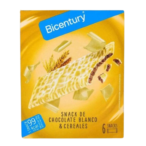 Barra de Cereal Bicentury Snack Chocolate Blanco 6-Pack 120g