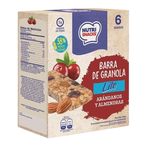 Barra de Granola Nutrisnacks Lite Arándanos y Almendras 6-Pack 150g