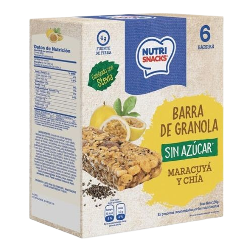 Barra de Granola Nutrisnacks Sin Azúcar Maracuyá-Chía 6-Pack 150g