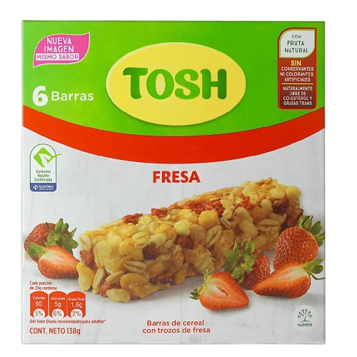 Barras de Cereal Tosh Fresa 6-Pack 138g