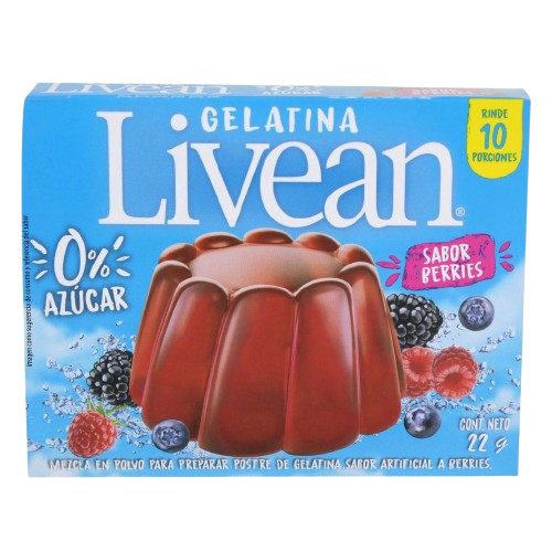 Gelatina Livean Sin Azúcar Frutos Rojos 22g