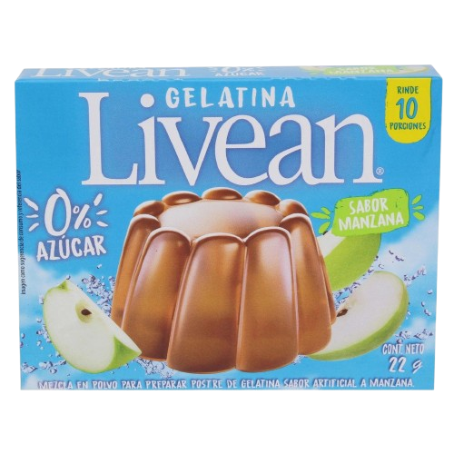 Gelatina Livean Sin Azúcar Manzana Verde 22g