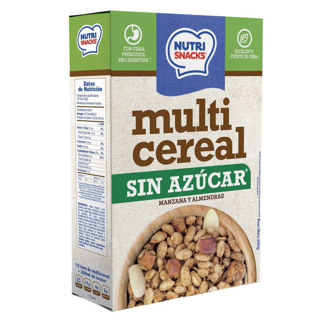 Multicereal Nutrisnacks Manzana Almendras Sin Azúcar 300g