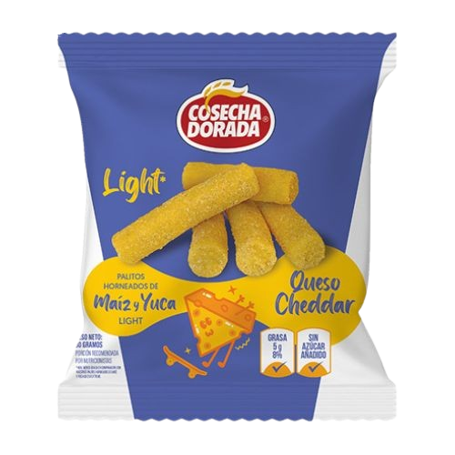 Palitos Horneados Cosecha Dorada Maíz y Yuca Light-Queso Cheddar 30g