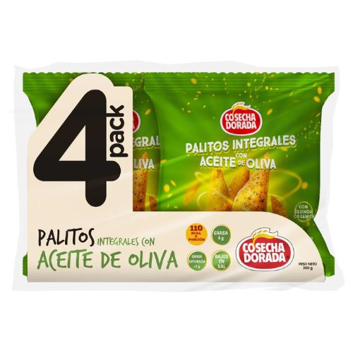 Palitos Integrales Cosecha Dorada Aceite de Oliva 4-Pack 200g