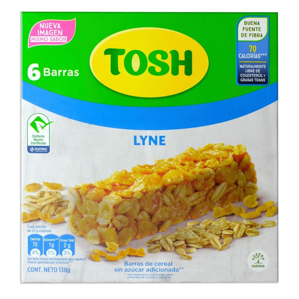 Barras de Cereal Tosh Sin Azúcar Lyne 6-Pack 138g