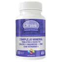 Vitaminas Dr.Vek Suplemento Alimenticio Complejo Mineral Tabletas Calcio + Magnesio + Zinc + Vitamina D 60 Tabletas 83g CR-DRVEK